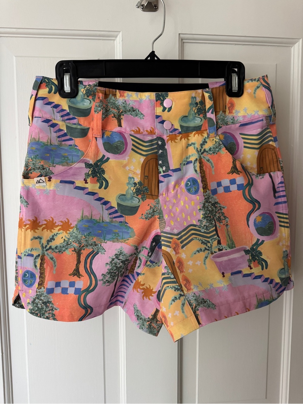 Multicolor Abstract Print High-Rise Bike Shorts